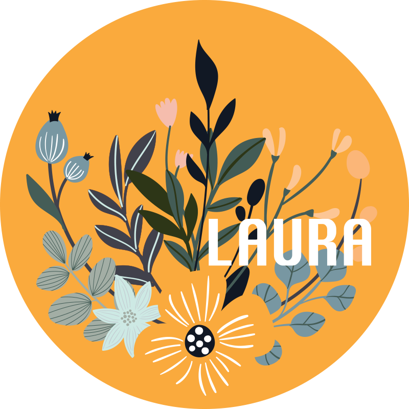 Custom Floral Emblem custom vinyl rug - TenStickers