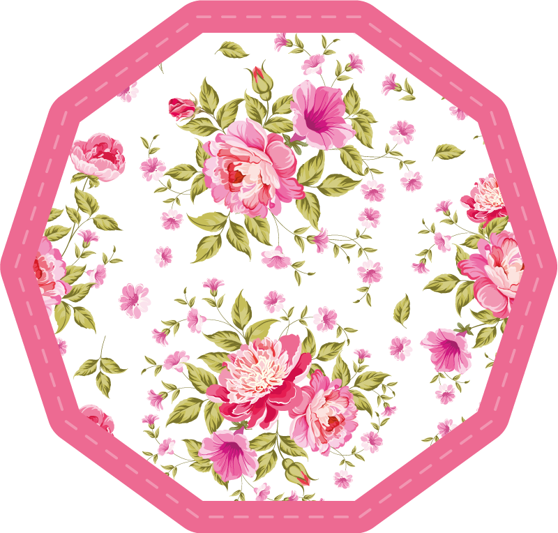 Floral Octagon flower vinyl rug - TenStickers