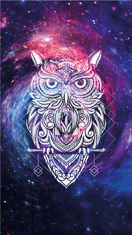Cosmic Owl Illustration animal vinyl rug - TenStickers