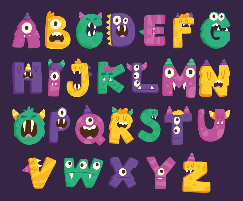 Alphabet Monsters alphabet vinyl rug - TenStickers