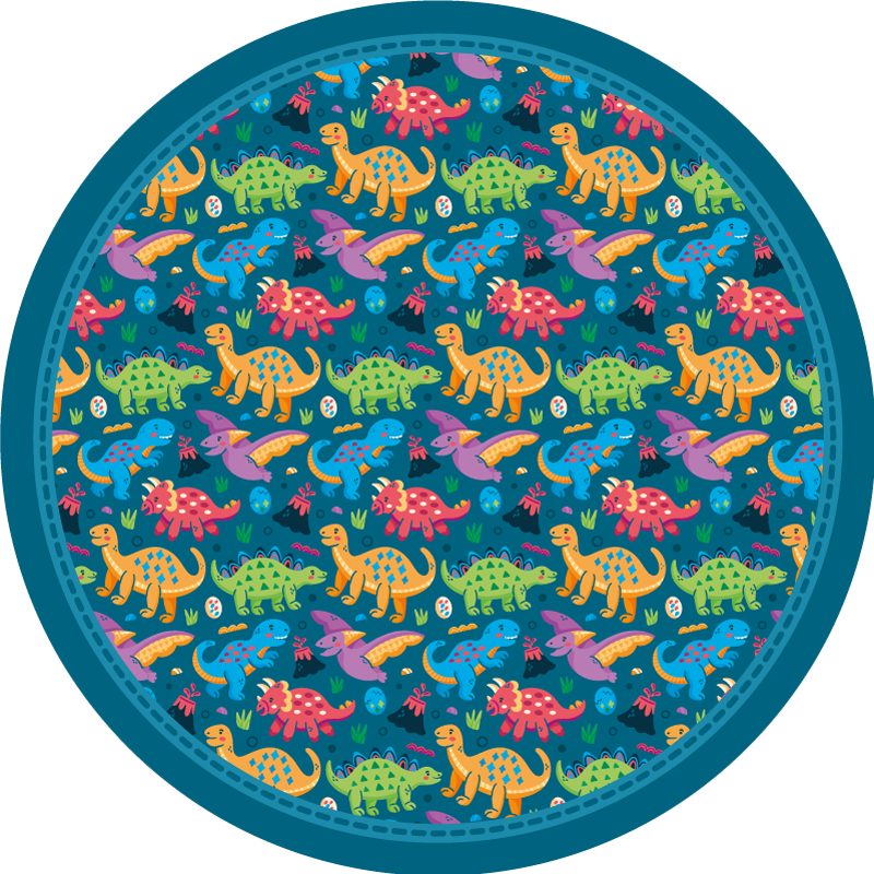 Dinosaur Circular Pattern kids vinyl rug - TenStickers