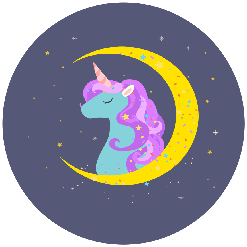 Unicorn Crescent Imagery kids vinyl rug - TenStickers