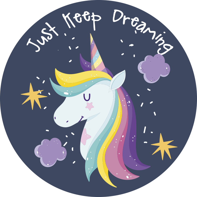 Just keep dreaming with unicorn kids vinyl rug - TenStickers