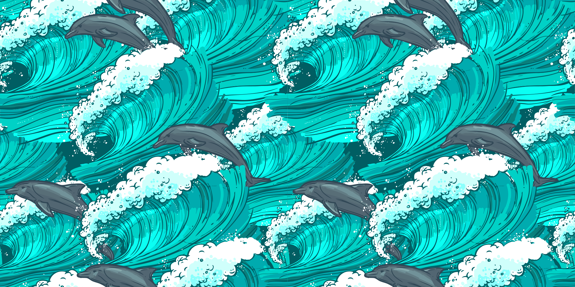 Dolphin in the Ocean animal vinyl rug - TenStickers