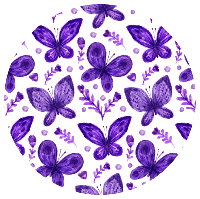 Butterfly Circle Pattern flower vinyl rug - TenStickers