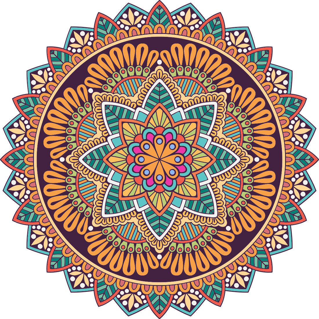Mandala vinyl rug with lively mandala design - TenStickers
