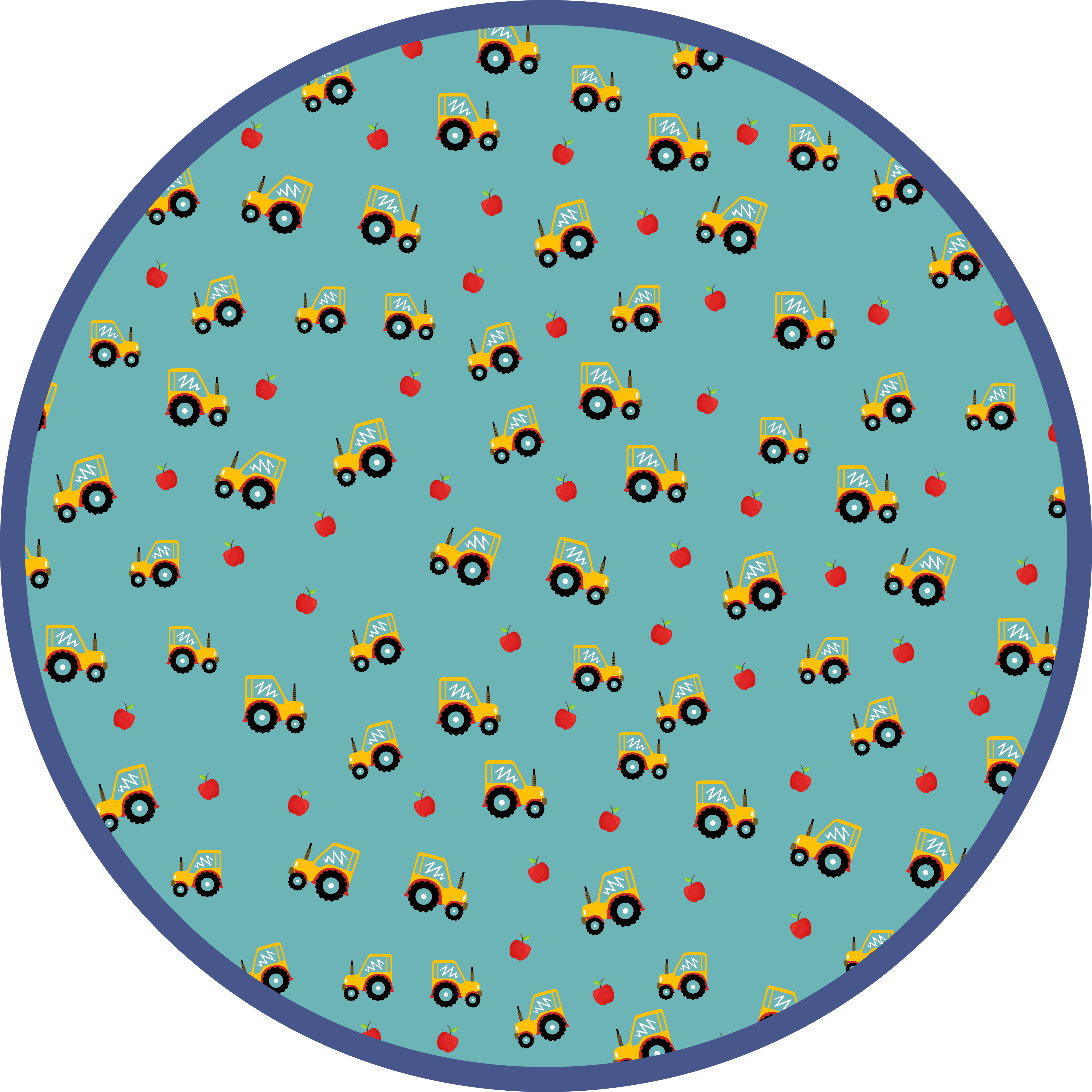 Tractor and apples. kids vinyl rug - TenStickers