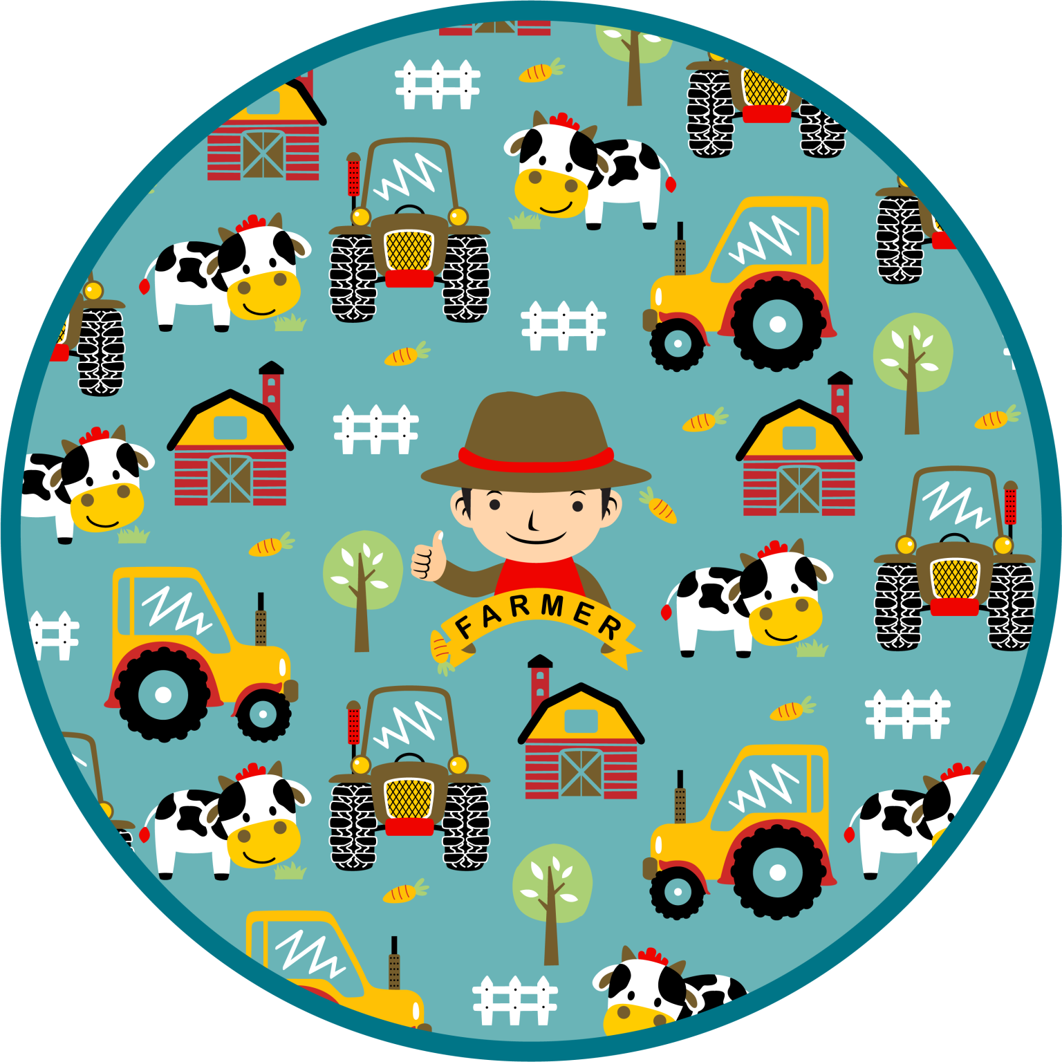Farmer Fun Pattern vinyl rug - TenStickers