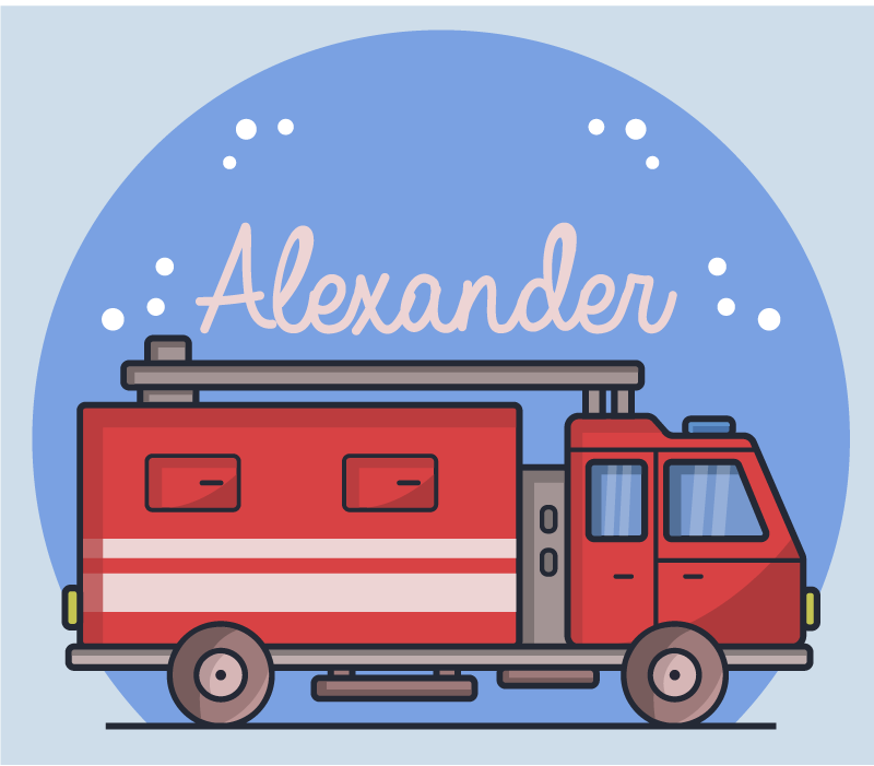 Personalised fire truck vinyl mat - TenStickers