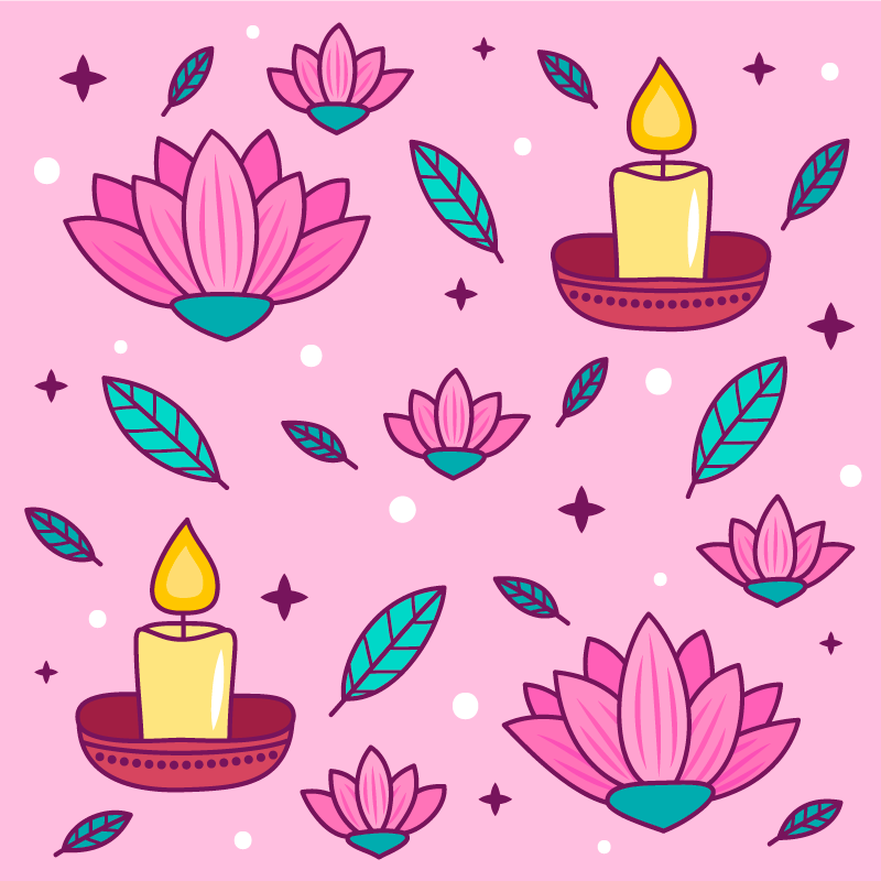 Lotus Blossom Ambience flower vinyl rug - TenStickers