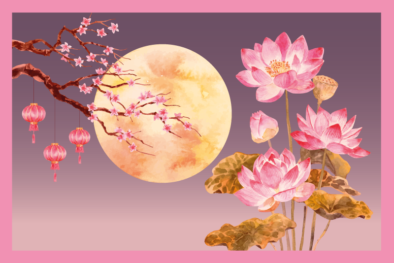 Floral Moonlight flower vinyl rug - TenStickers