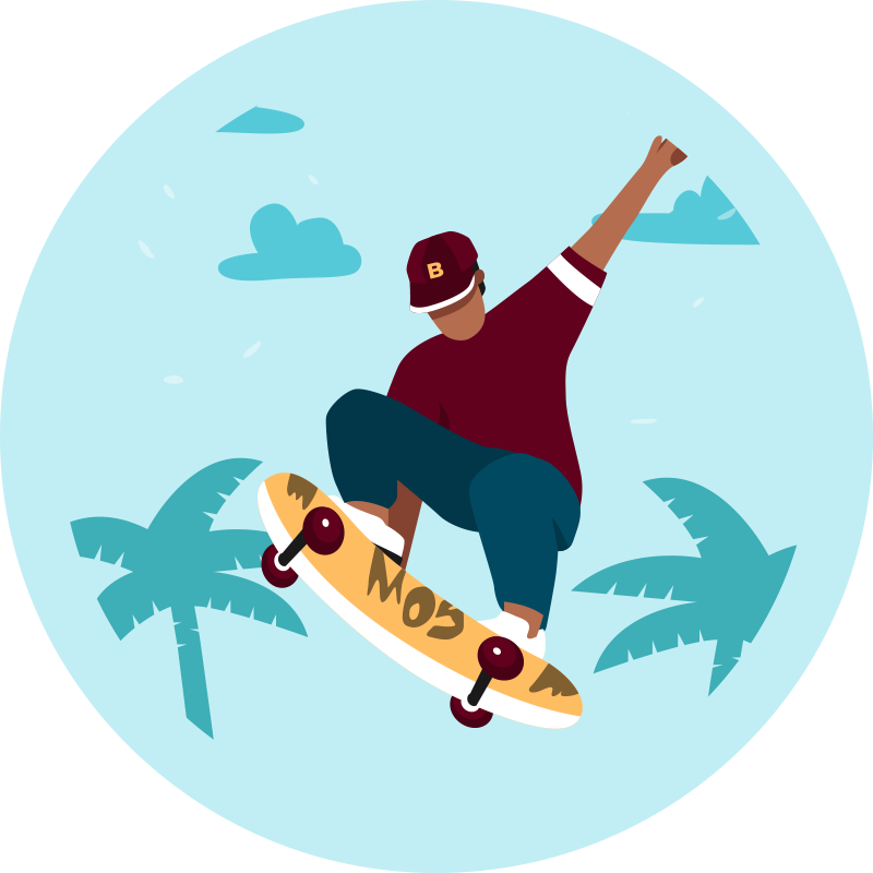 Skateboarding Illustration teenager vinyl rug - TenStickers