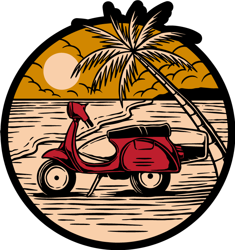 Red motorbike at the beach  nature vinyl rug - TenStickers