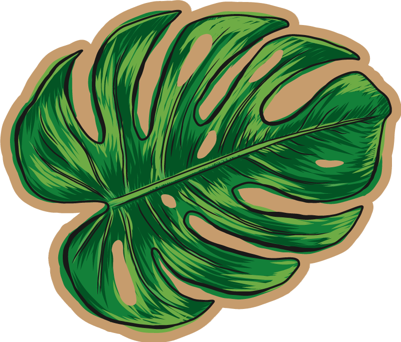 Tropical Leaf Shape flower vinyl rug - TenStickers