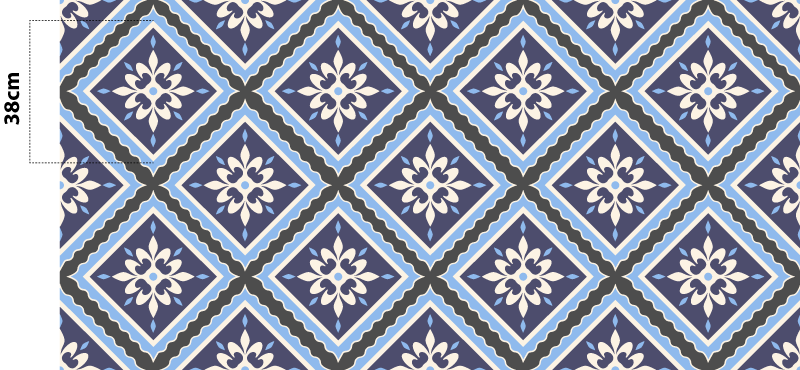 Tile Floral Pattern kitchen vinyl rug - TenStickers