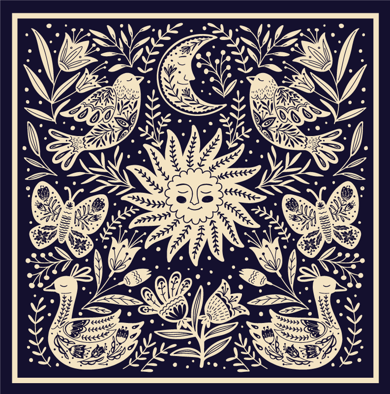 Celestial folk harmony bedroom vinyl rug - TenStickers