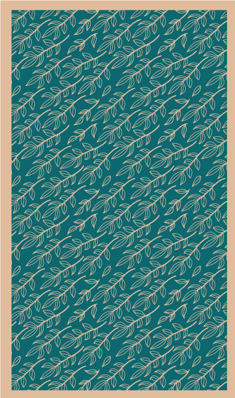 Green graceful leaves flower vinyl rug - TenStickers