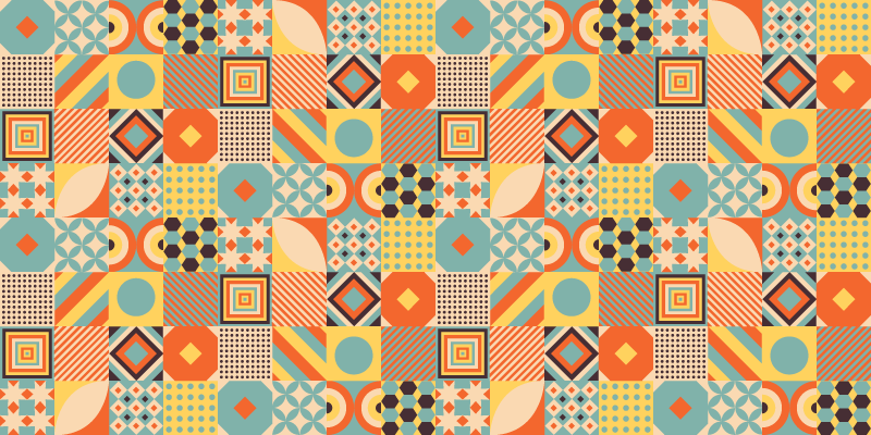 Geometric vinyl rug vibrant tile design - TenStickers