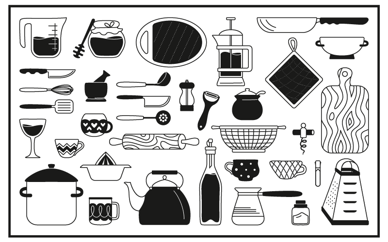 Culinary icons collection kitchen vinyl rug - TenStickers