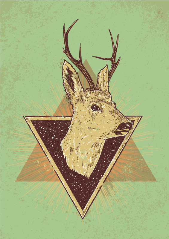 Stylized deer head animal vinyl rug - TenStickers