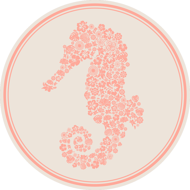 Seahorse Floral Design flower vinyl rug - TenStickers