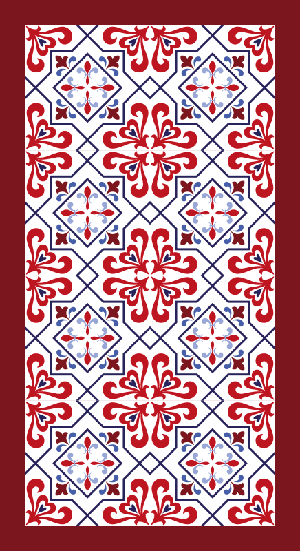 Red floral motif kitchen vinyl rug - TenStickers