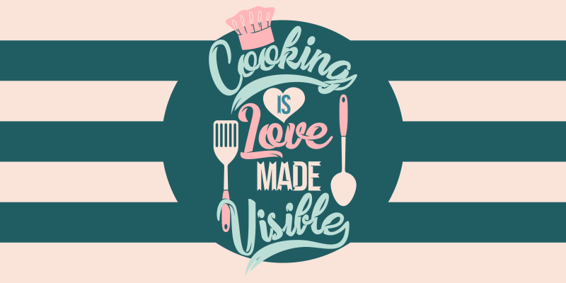 Cooking is love visible kitchen vinyl rug - TenStickers