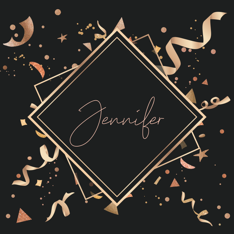 Gold confetti with name teenager vinyl rug - TenStickers