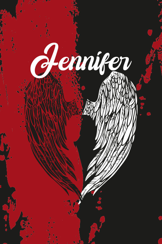 Heart wings with name teenager vinyl rug - TenStickers