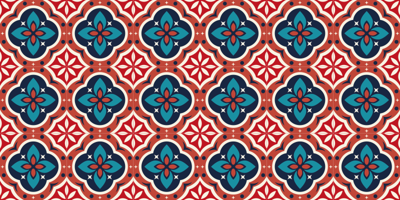 Mosaic vinyl rug vibrant botanical inspiration - TenStickers