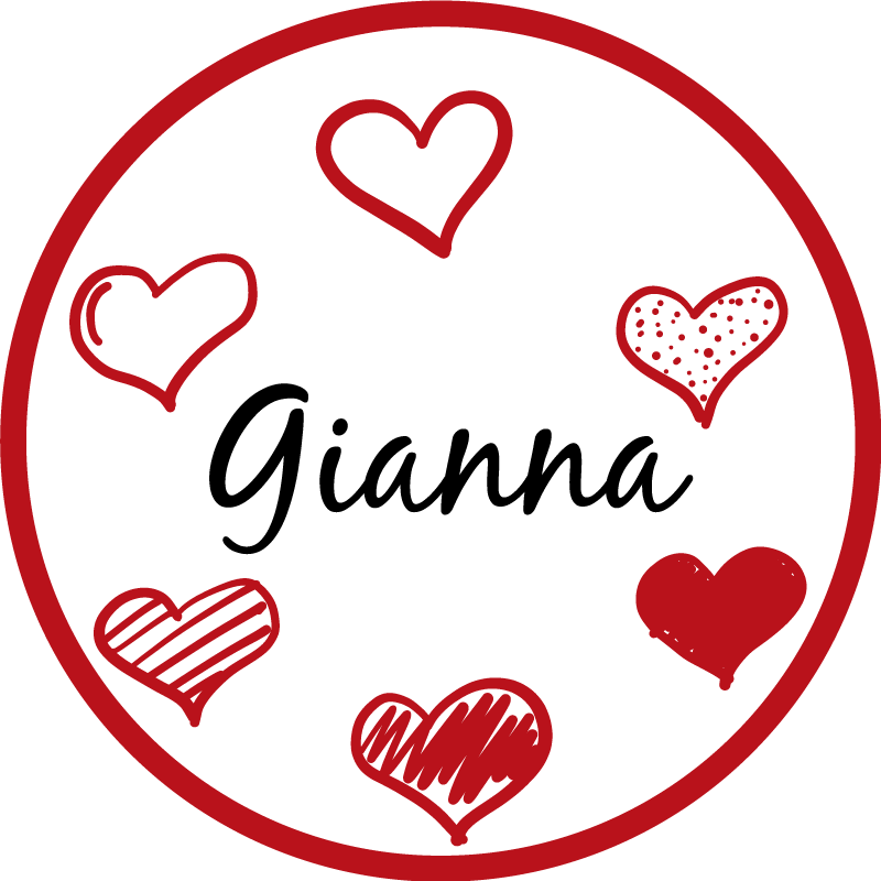 Red hearts and name teenager vinyl rug - TenStickers