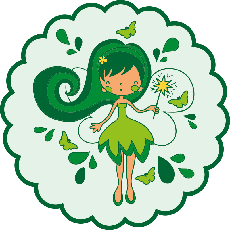 Fairy holding butterfly green kids vinyl rug - TenStickers