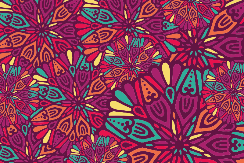 Vibrant purple motif mandala vinyl rug - TenStickers