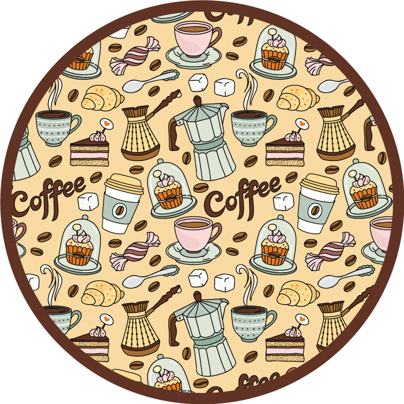Round coffee design kitchen vinyl rug - TenStickers