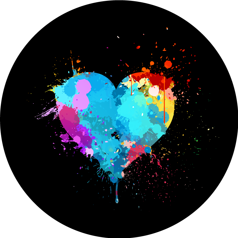 Colorful heart splash teenager vinyl rug - TenStickers