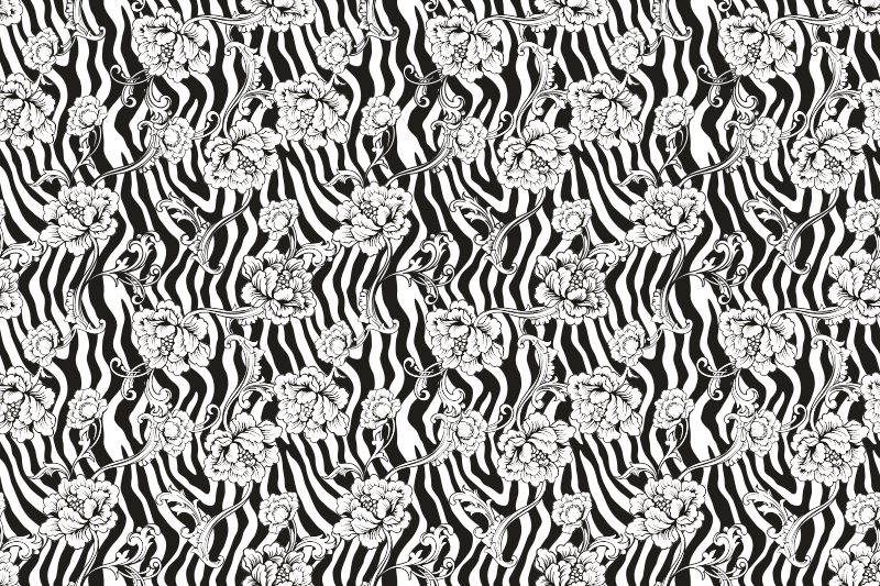 Zebra and flowers animal print vinyl rug - TenStickers