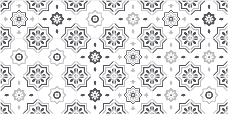 Elegant grey patterns kitchen vinyl rug - TenStickers