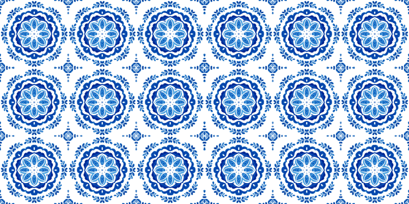 Azure blossom motifs kitchen vinyl rug - TenStickers
