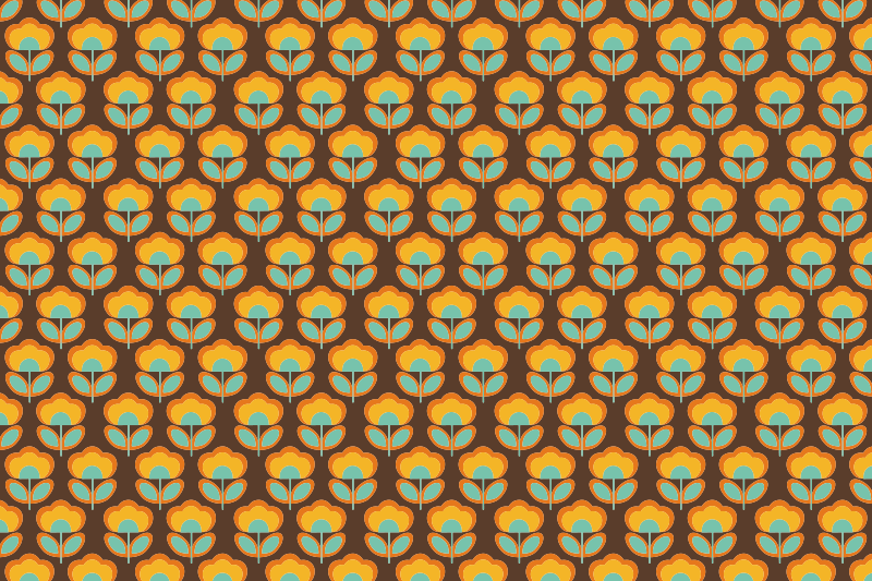 Vintage brown design flower vinyl rug - TenStickers