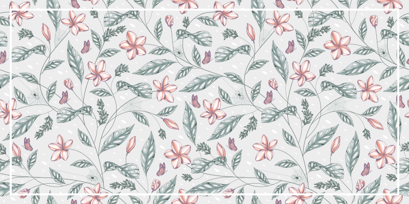 Floral Greenery Pattern flower vinyl rug - TenStickers