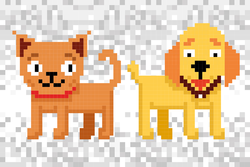 Pixelated Pet Friends vinyl rug - TenStickers