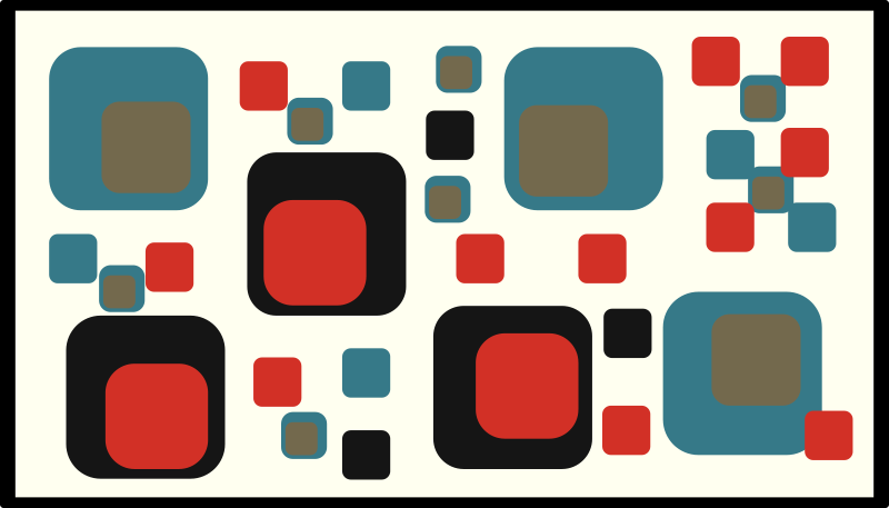 70's blue and black squares geometric rugs - TenStickers