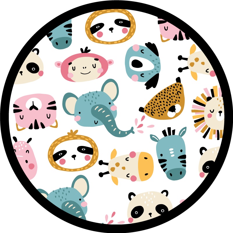 Colorful safari animals kids vinyl rug - TenStickers