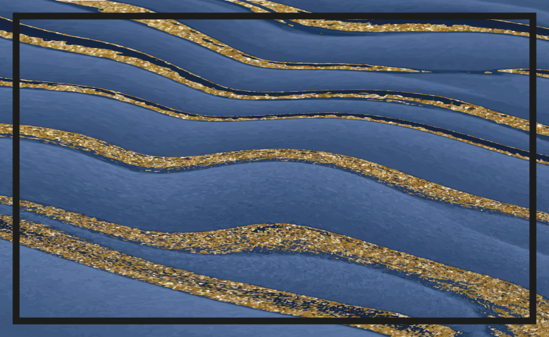 Blue and golden waves marble vinyl rug - TenStickers