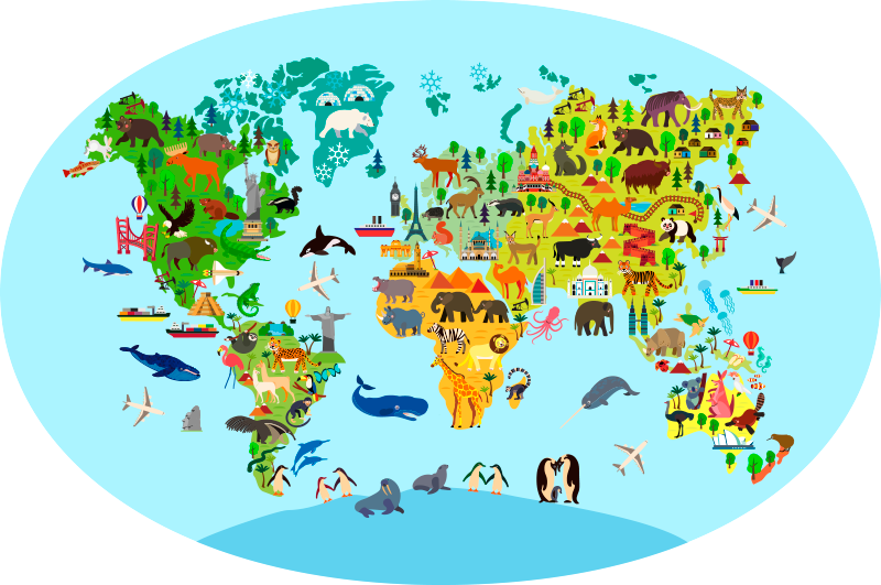Creature World map vinyl rug - TenStickers