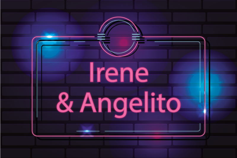 Neon couple names teenager vinyl rug - TenStickers