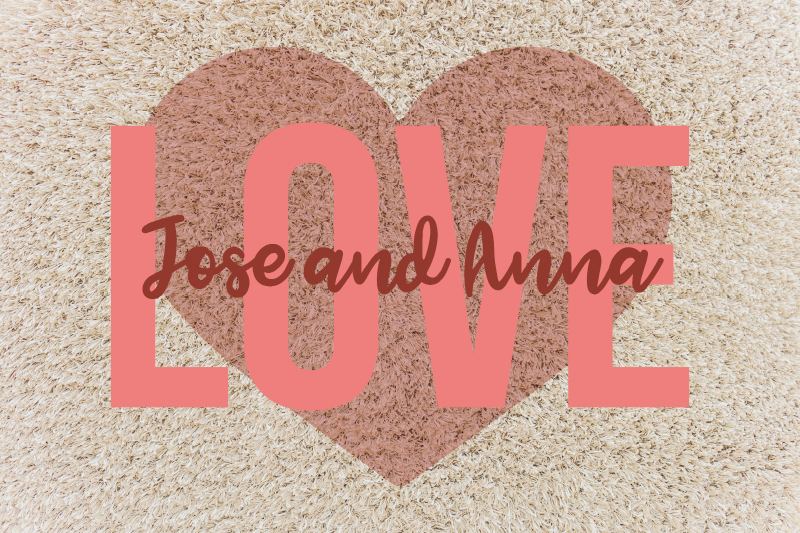 Love heart with names bedroom vinyl rug - TenStickers