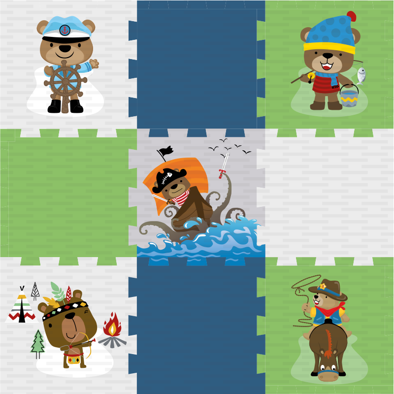 Cute bear adventure vinyl rug - TenStickers