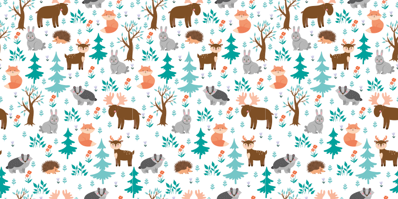 Whimsical Forest Creatures nursery vinyl rug - TenStickers