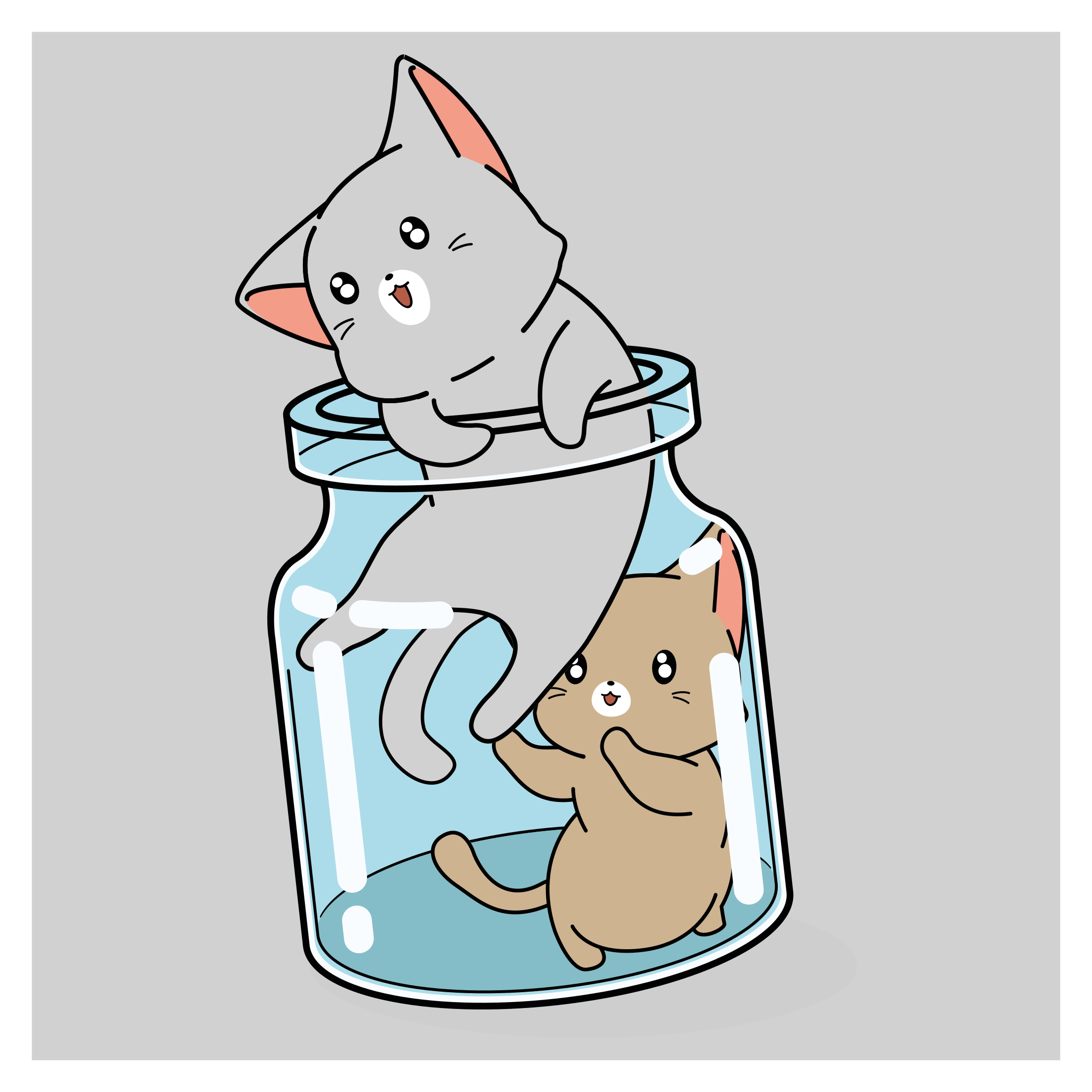 Cute cats jar animal vinyl rug - TenStickers